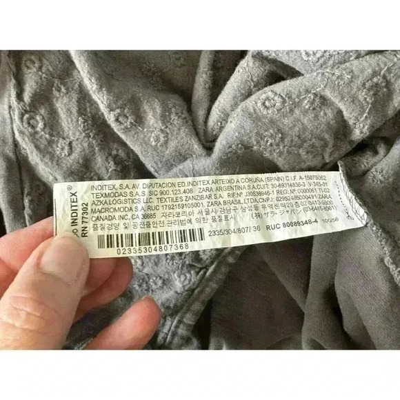 Zara PUFF Sleeve Top Gray Textured GIRL'S Size 2-3 Yrs Toddler Floral Cottage - Picture 7 of 10